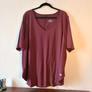 Torrid Burgundy Actice Workout V-Neck Short Sleeve Tee